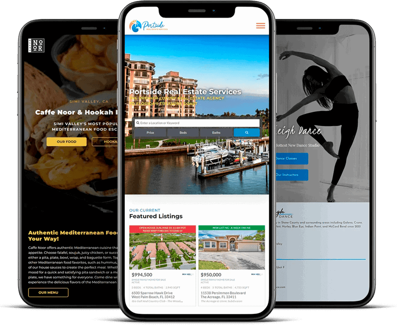 Client Websites Shown on Multiple Iphones